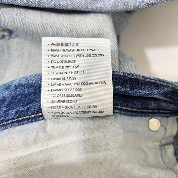 KanCan Women Sz 29 High Rise 90's Flare Distress Jean Blue Wash Denim Button Fly - Picture 9 of 11